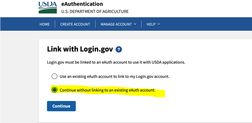 Link with Login.gov screen